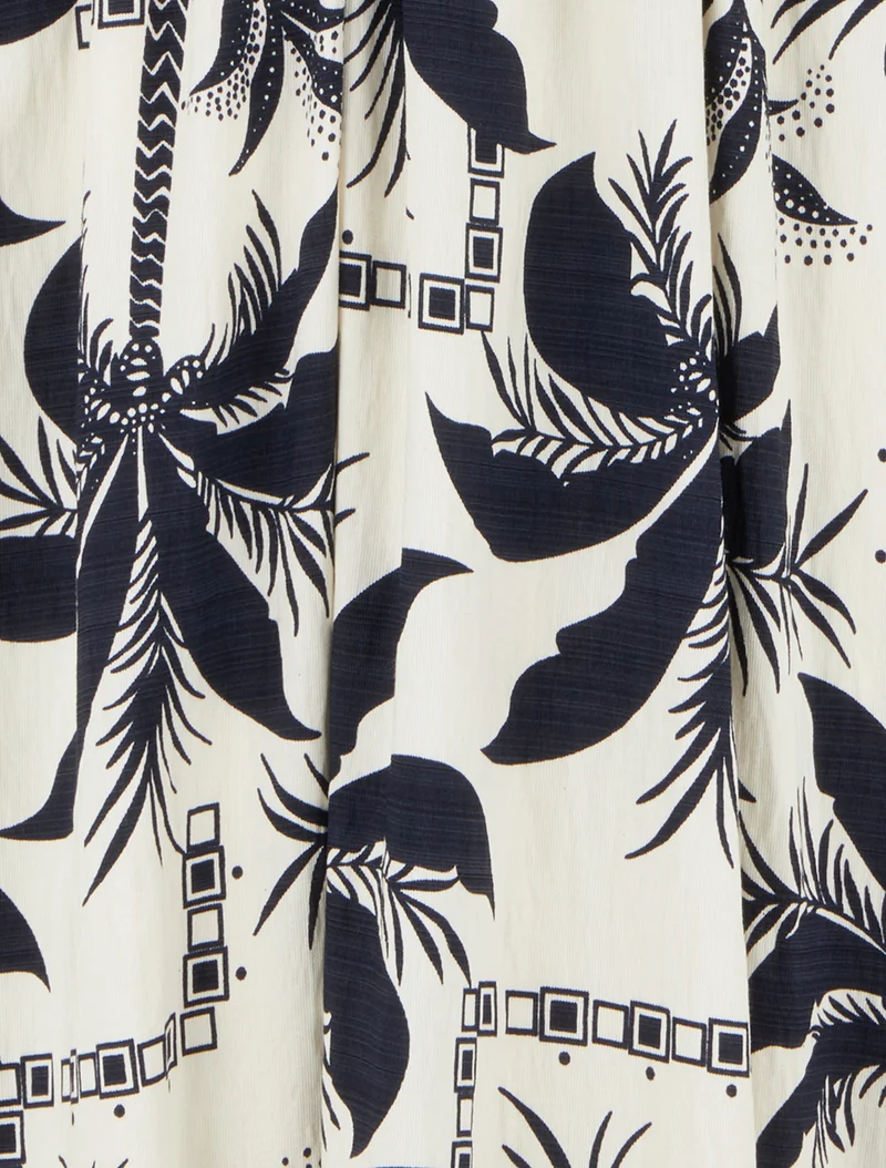 Robe longue à imprimé palmiers - Marine