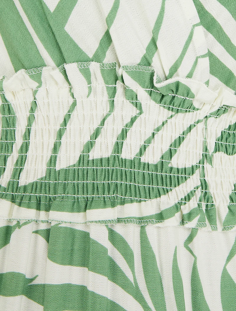 Robe imprimé feuillages à bretelles à noeud - Vert