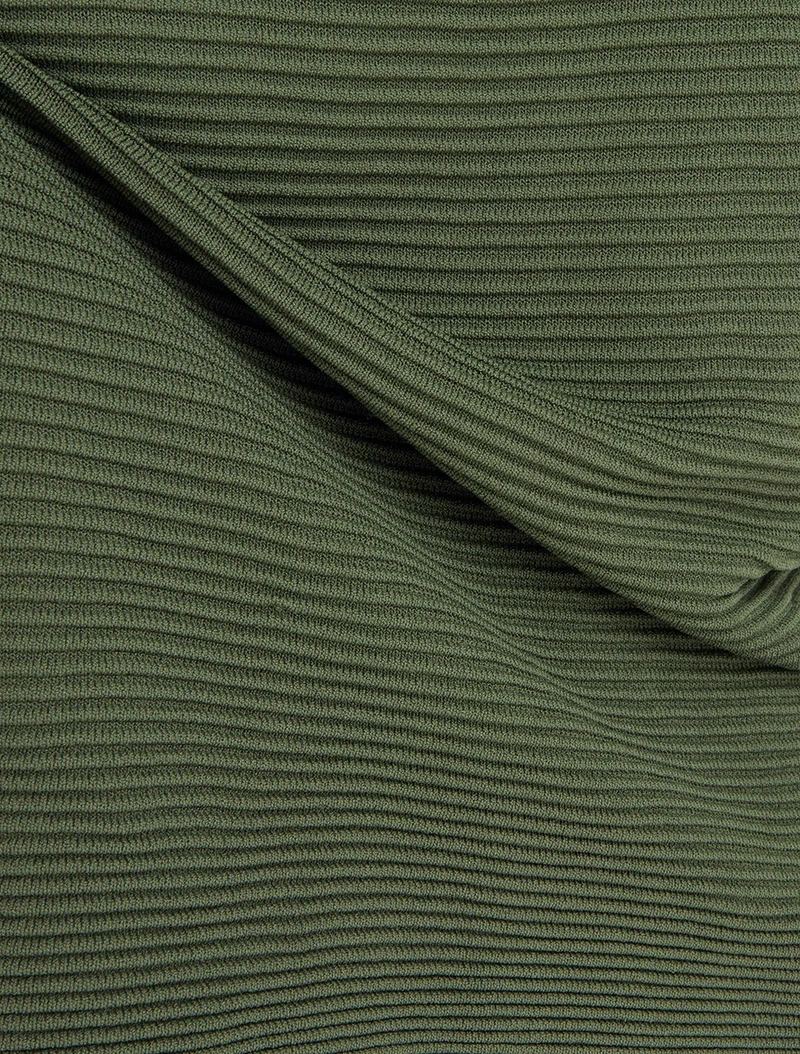 Top uni texturé à col rond - Kaki