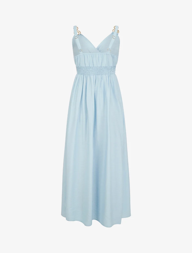 Robe longue à bretelles bijoux - Bleu ciel