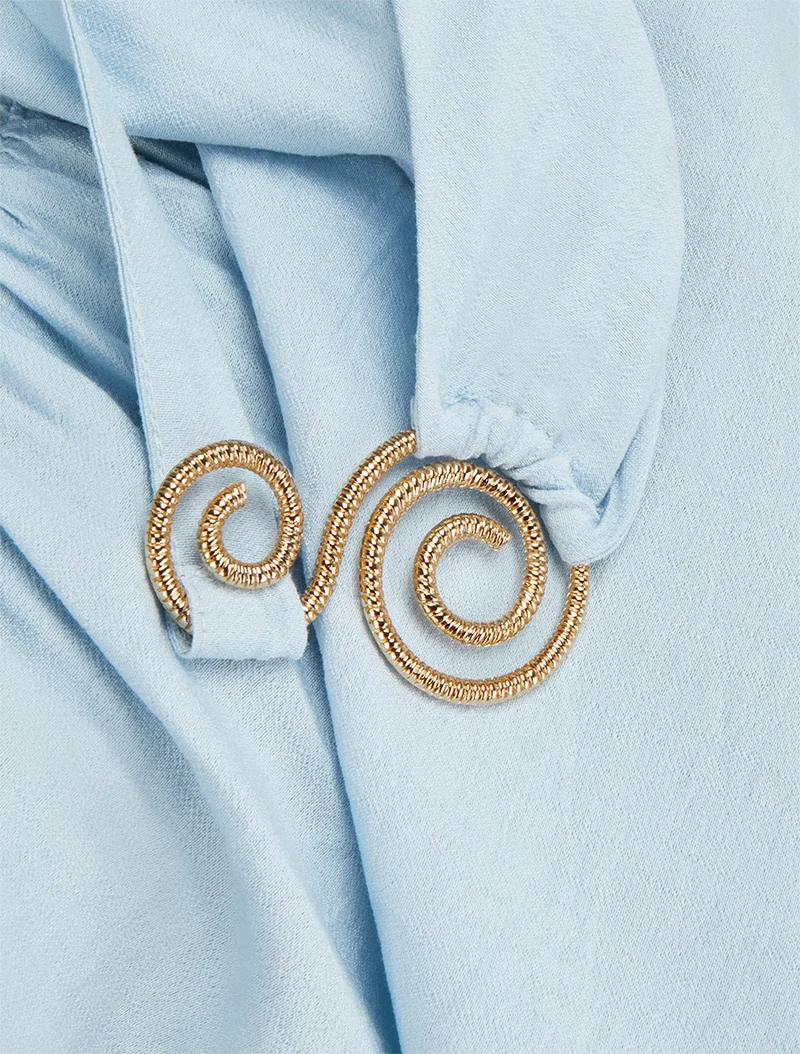 Robe longue à bretelles bijoux - Bleu ciel