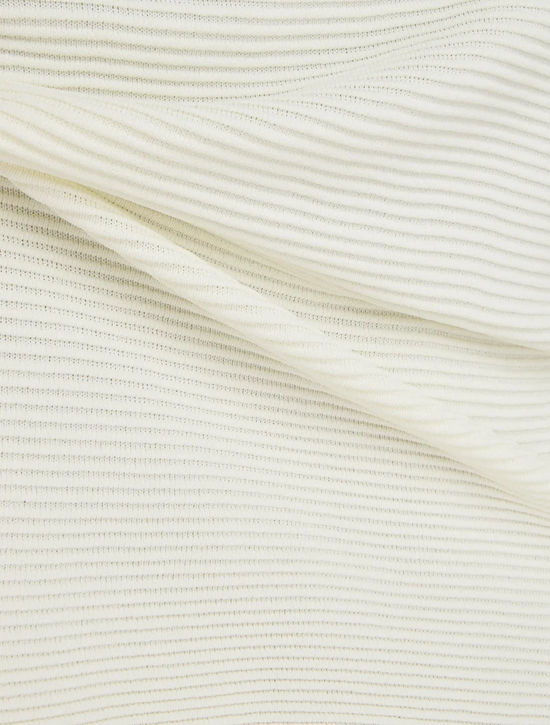 Top uni texturé à col rond - Écru