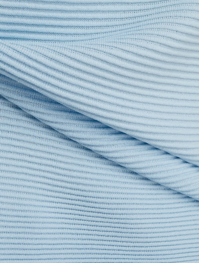 Top uni texturé à col rond - Bleu ciel