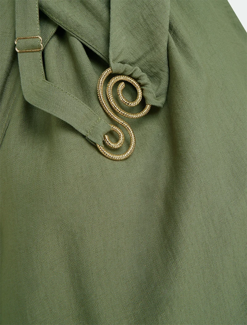 Robe longue à bretelles bijoux - Kaki
