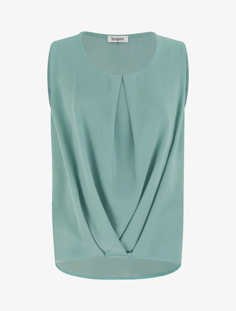 Top en voile effet drapé - Turquoise