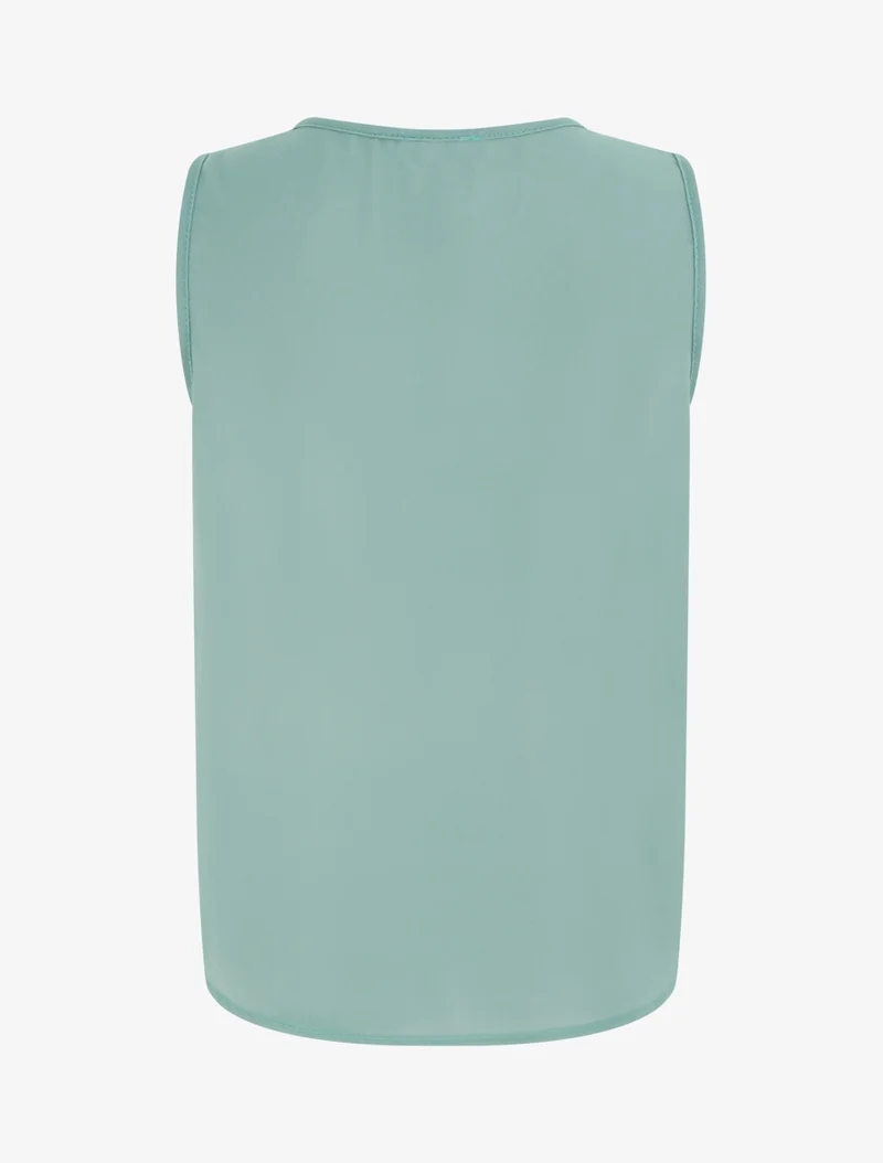 Top en voile effet drapé - Turquoise