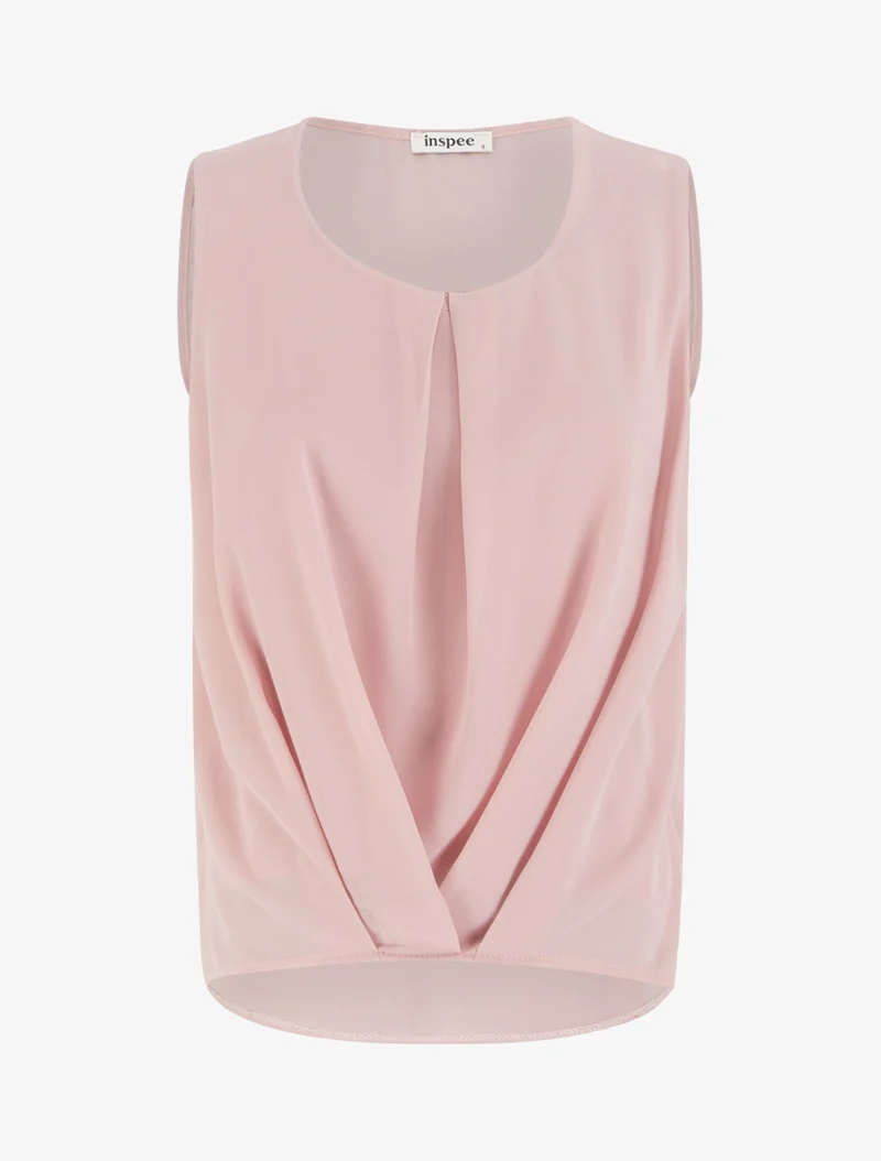 Top en voile effet drapé - Rose