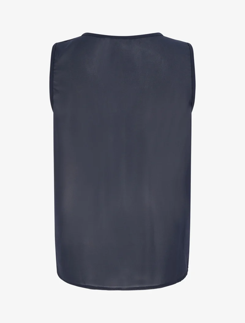 Top en voile effet drapé - Marine