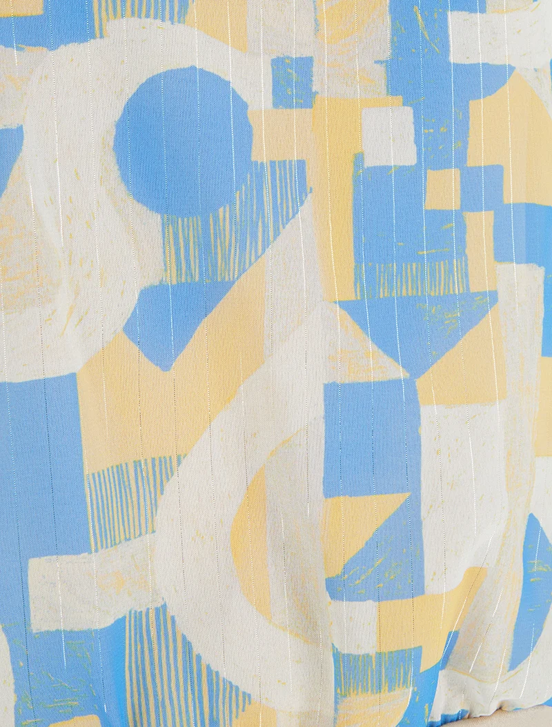 Top boule manches courtes imprimé graphique - Bleu clair