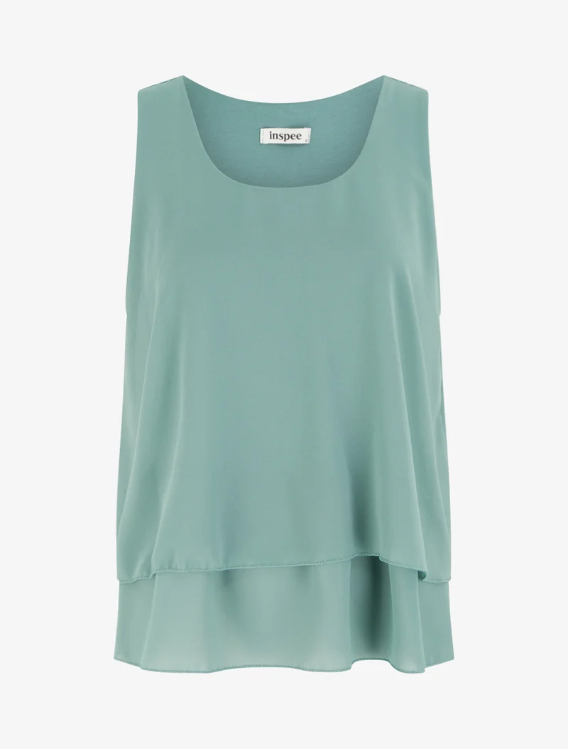 Top en voile à bords volantés - Turquoise