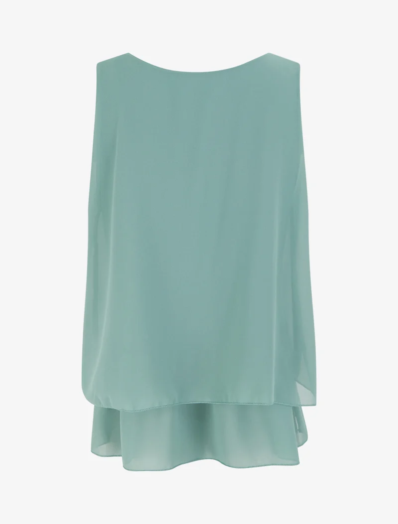 Top en voile à bords volantés - Turquoise