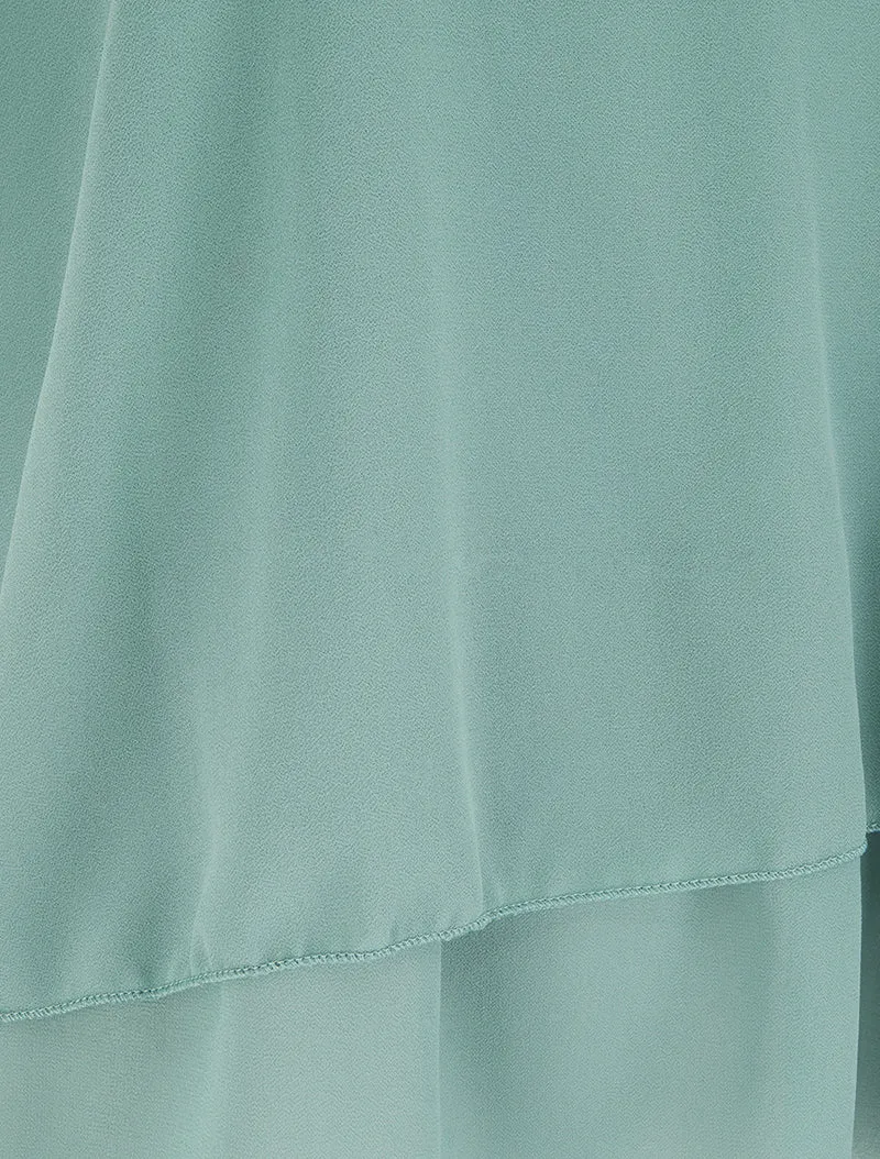 Top en voile à bords volantés - Turquoise