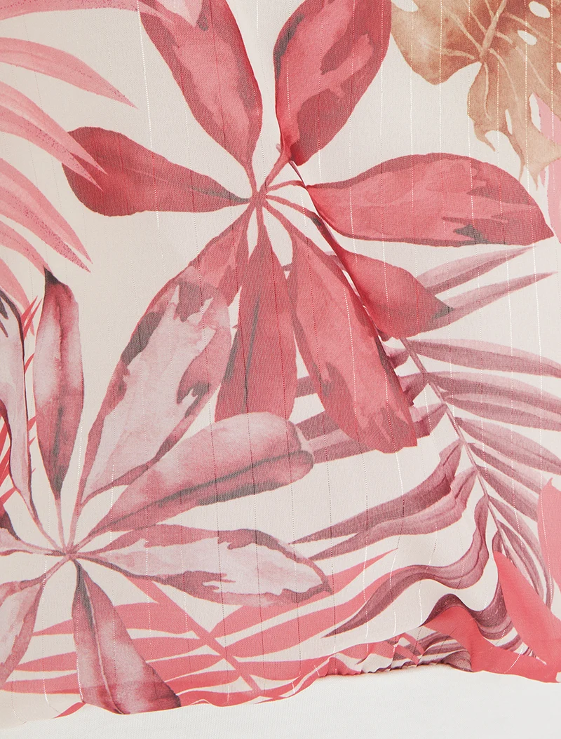 Top boule manches courtes imprimé tropical - Vieux rose