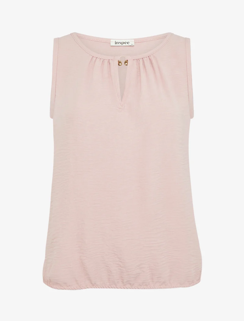 Top élastiqué à empiècement bijou - Vieux rose