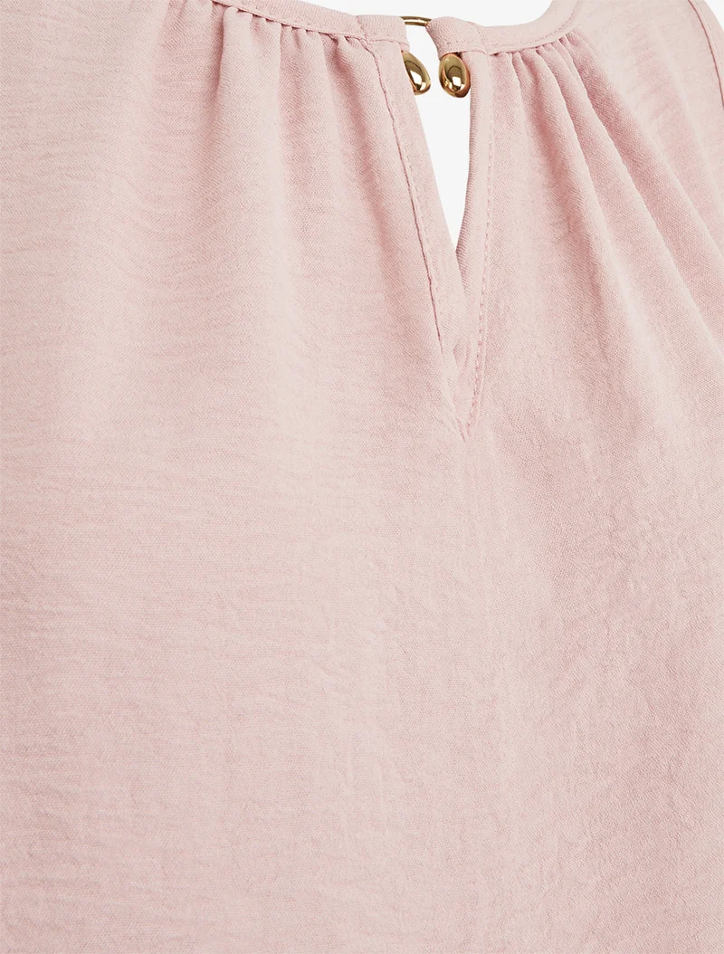 Top élastiqué à empiècement bijou - Vieux rose