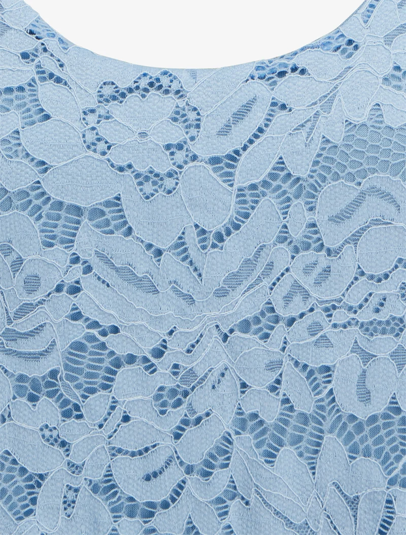 Top sans manches en dentelle à col U - Bleu ciel