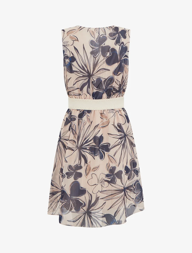 Robe patineuse sans manches imprimé fleuri - Marine