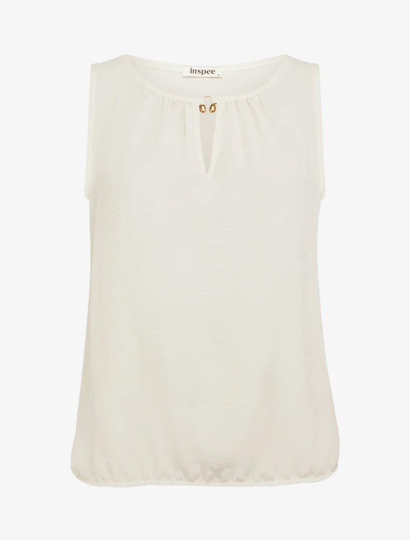 Top élastiqué à empiècement bijou - Beige