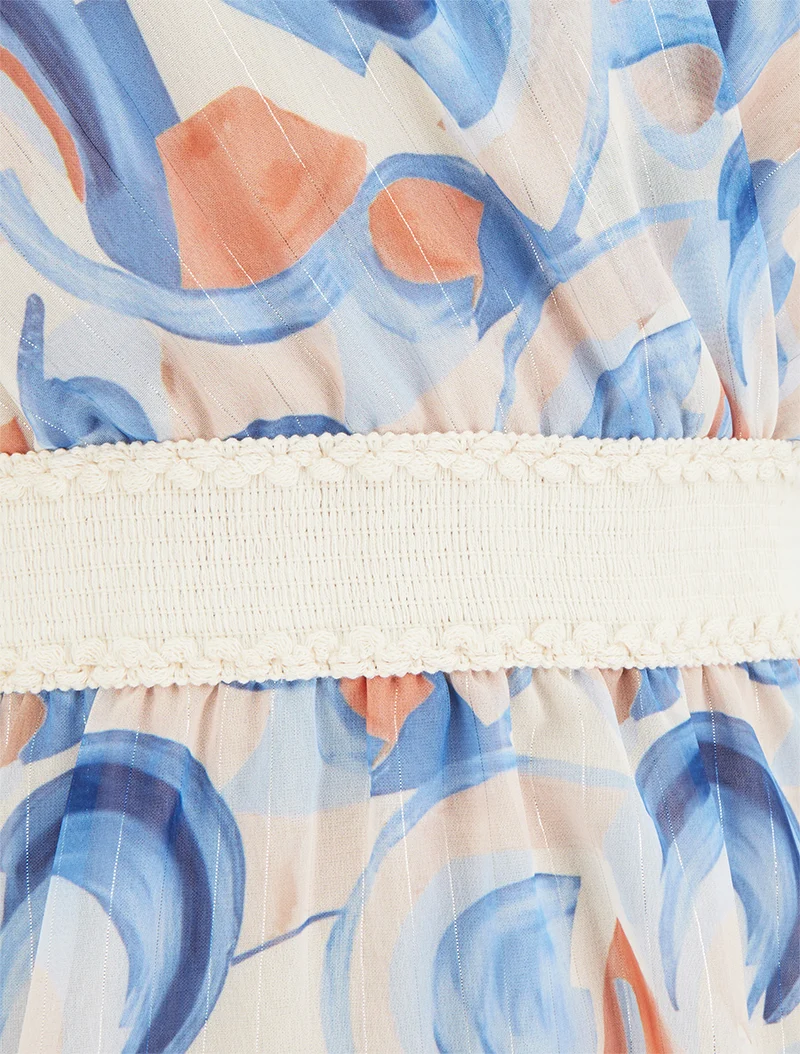 Robe patineuse sans manches imprimé graphique - Bleu ciel