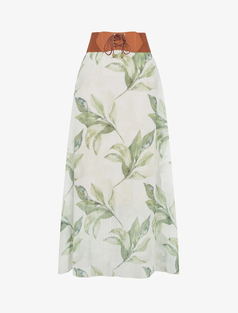 Jupe longue imprimé floral - Vert