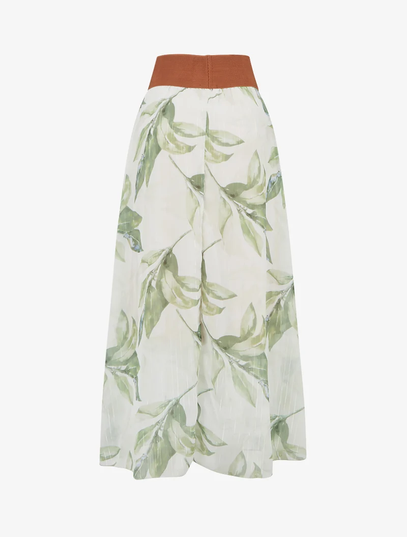 Jupe longue imprimé floral - Vert