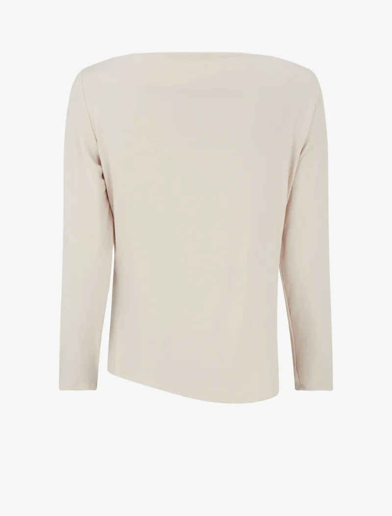 Top uni asymétrique à col rond - Beige