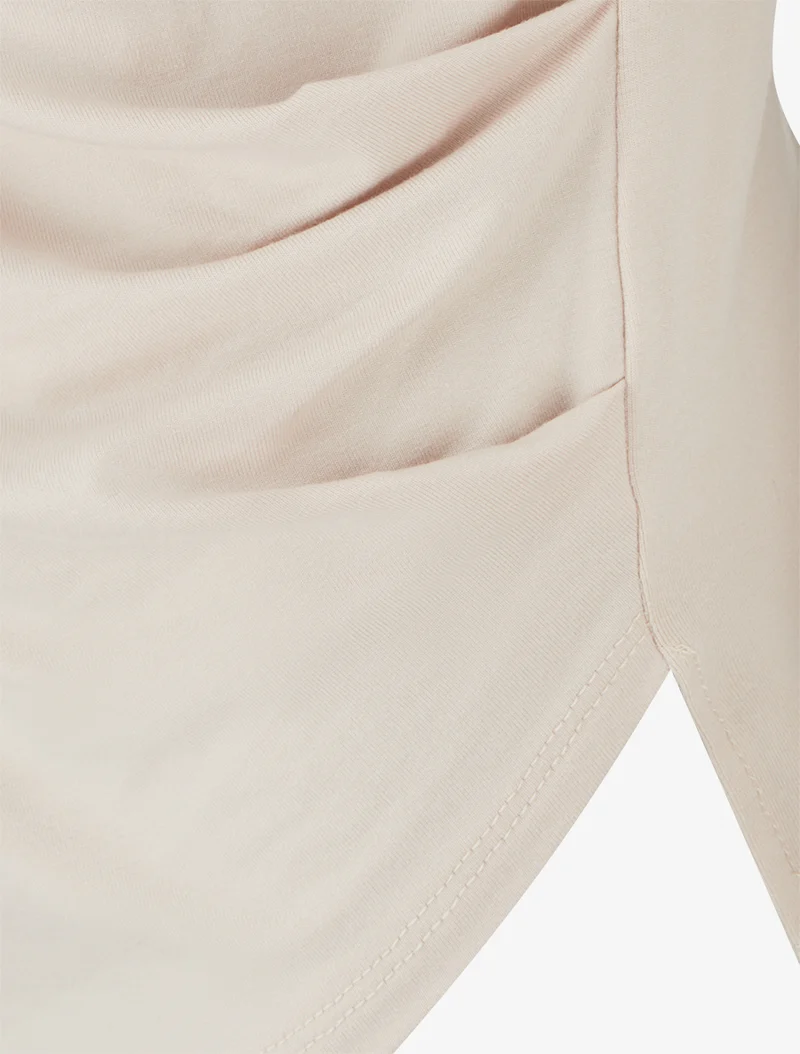 Top uni asymétrique à col rond - Beige