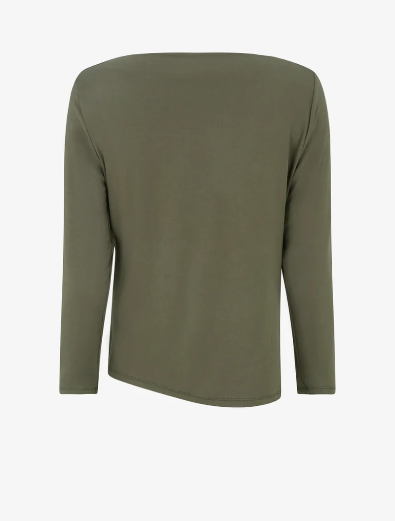 Top uni asymétrique à col rond - Kaki