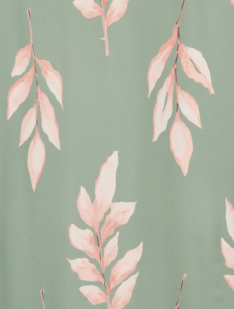 Jupe longue imprimé feuilles - Kaki