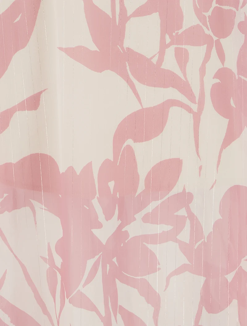 Jupe longue imprimé floral à rayures irisées - Rose