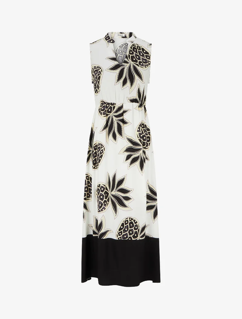 Robe longue évasée imprimé ananas - Noir