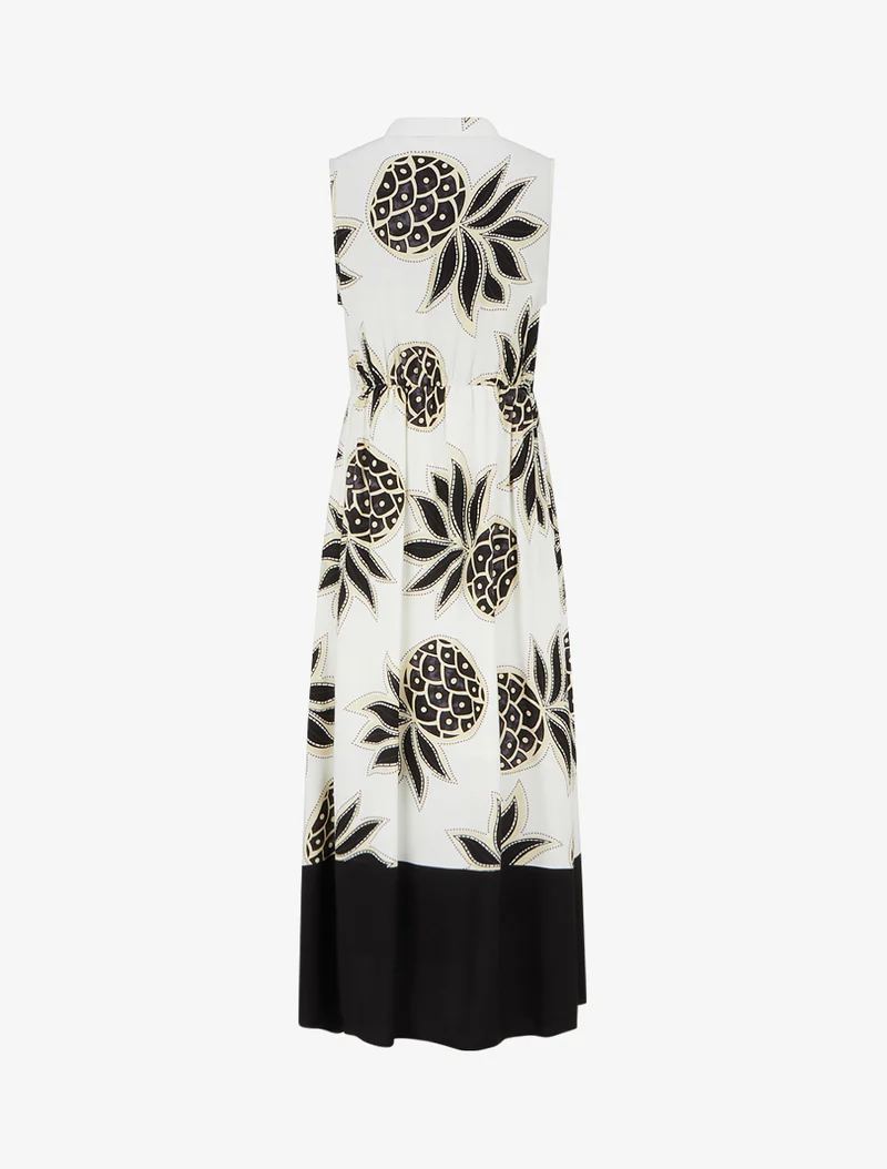 Robe longue évasée imprimé ananas - Noir