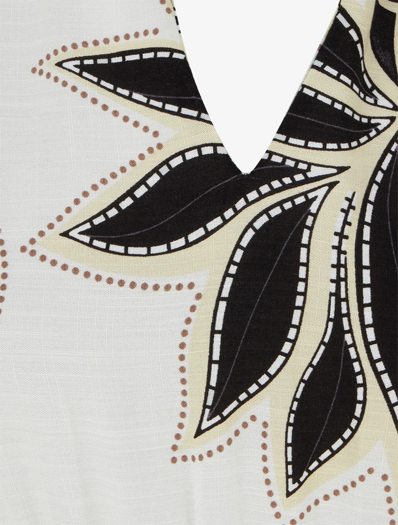 Robe longue évasée imprimé ananas - Noir
