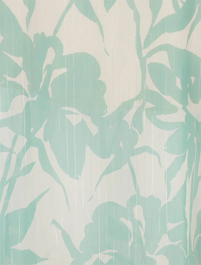 Jupe longue imprimé floral à rayures irisées - Vert d'eau
