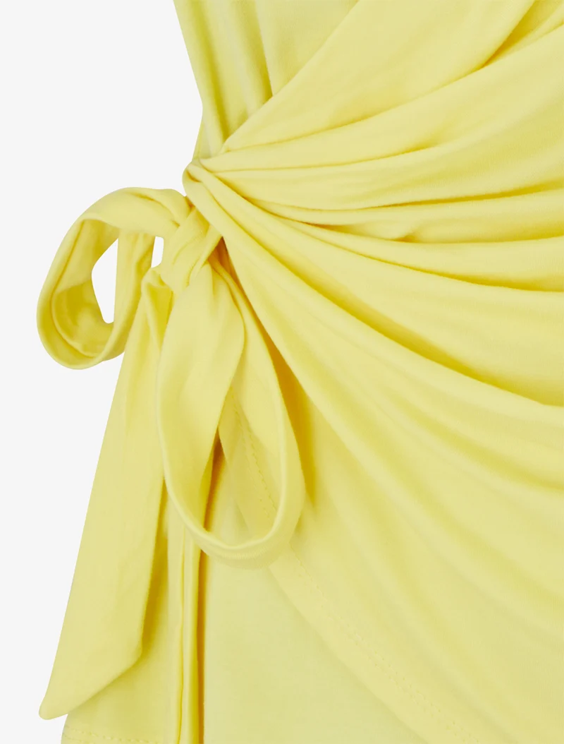 Top uni sans manches à col cache coeur - Jaune