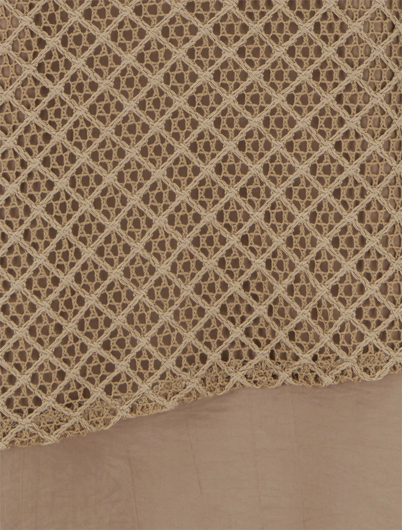 Top droit sans manches en crochet - Camel