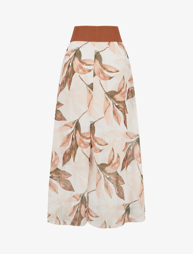 Jupe longue imprimé floral - Kaki