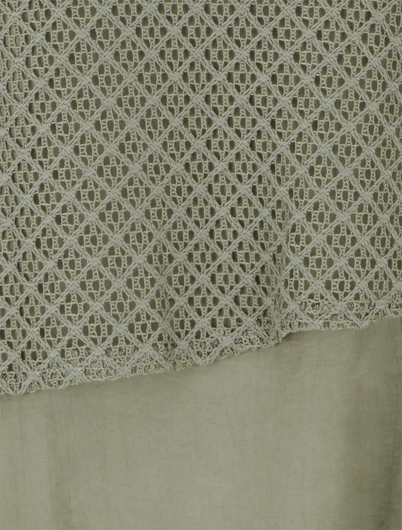 Top droit sans manches en crochet - Kaki