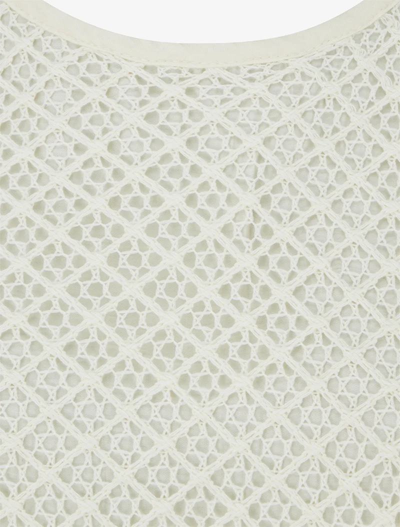 Top droit sans manches en crochet - Écru
