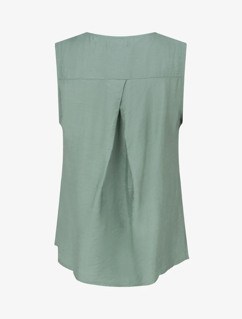 Top sans manches à col V boutonné - Vert clair