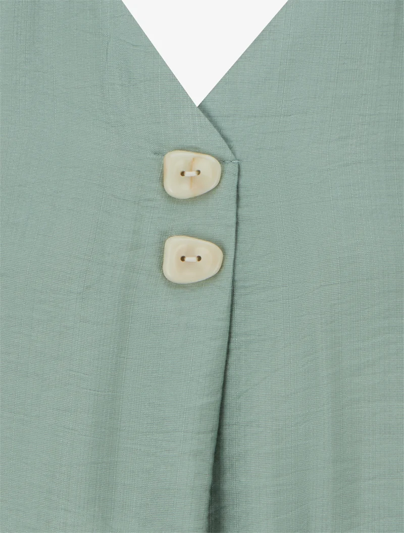 Top sans manches à col V boutonné - Vert clair
