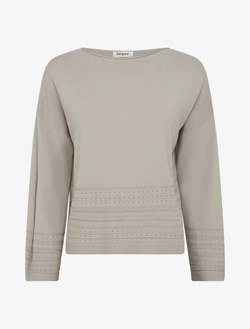 Top droit en maille à bords fantaisie - Taupe
