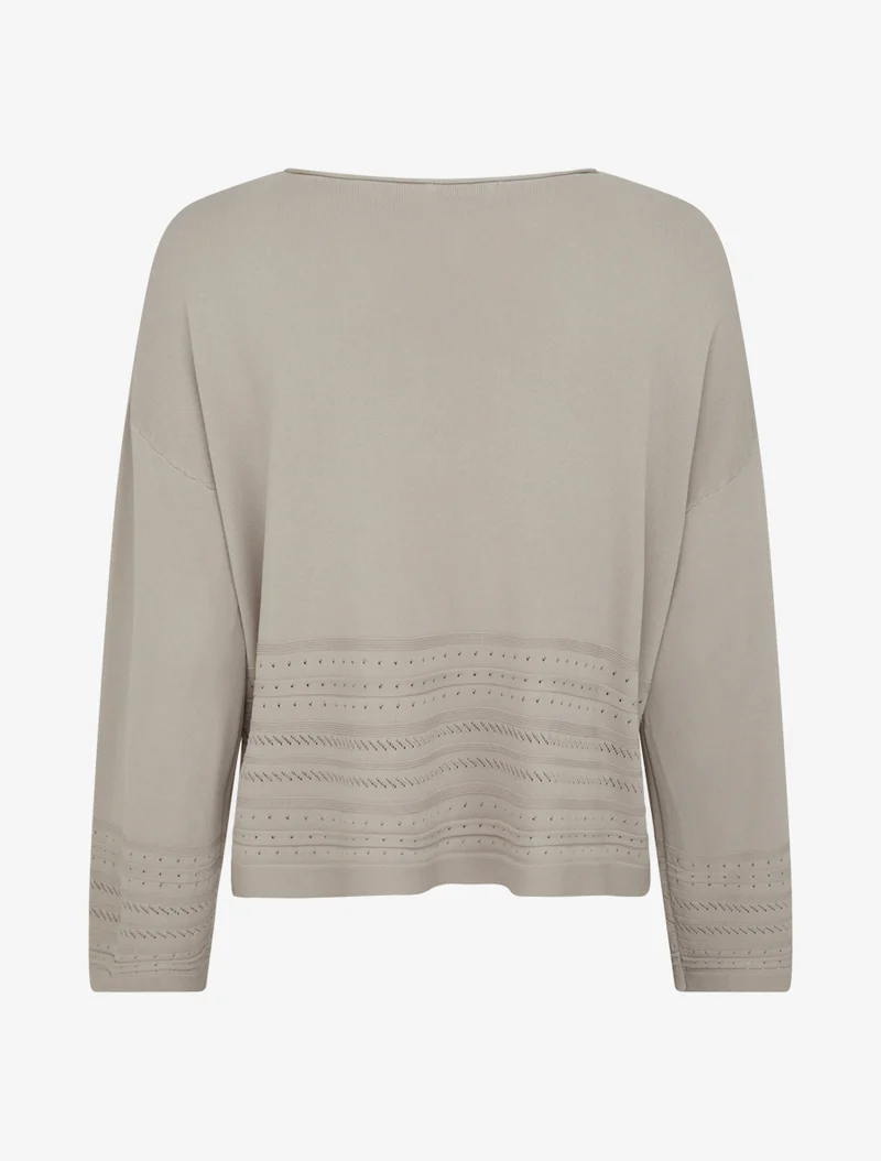 Top droit en maille à bords fantaisie - Taupe