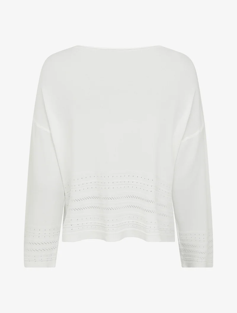 Top droit en maille à bords fantaisie - Blanc