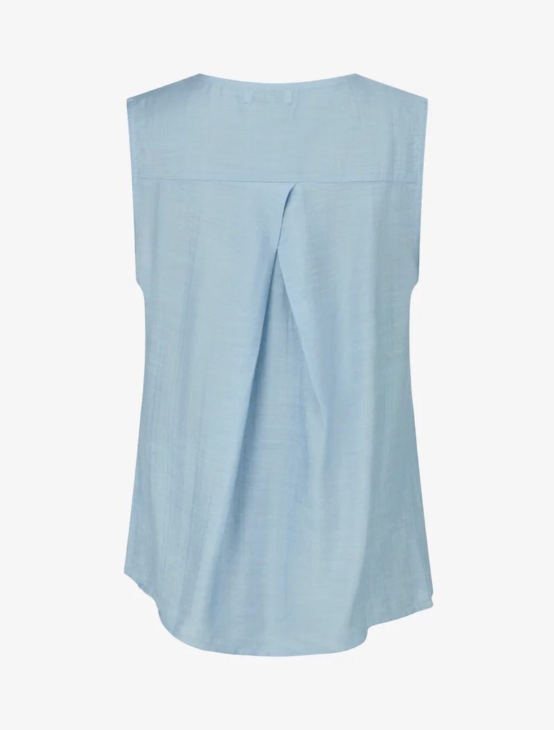 Top sans manches à col V boutonné - Bleu ciel