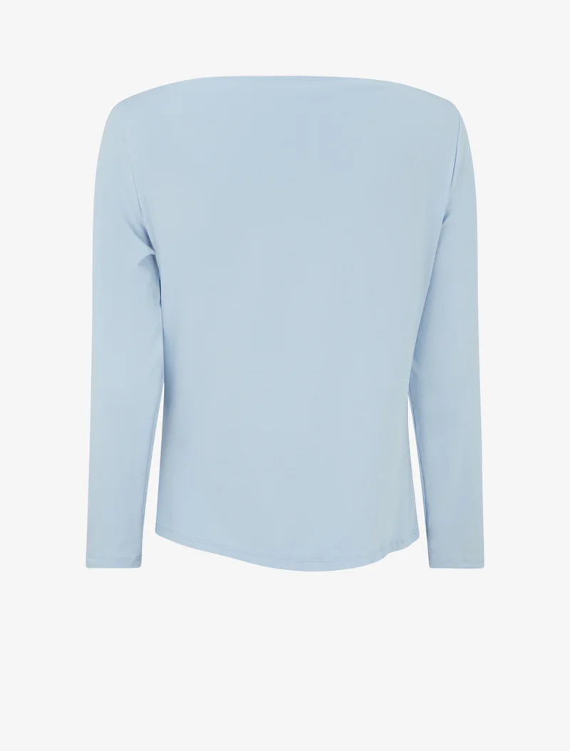 Top uni asymétrique à col rond - Bleu ciel