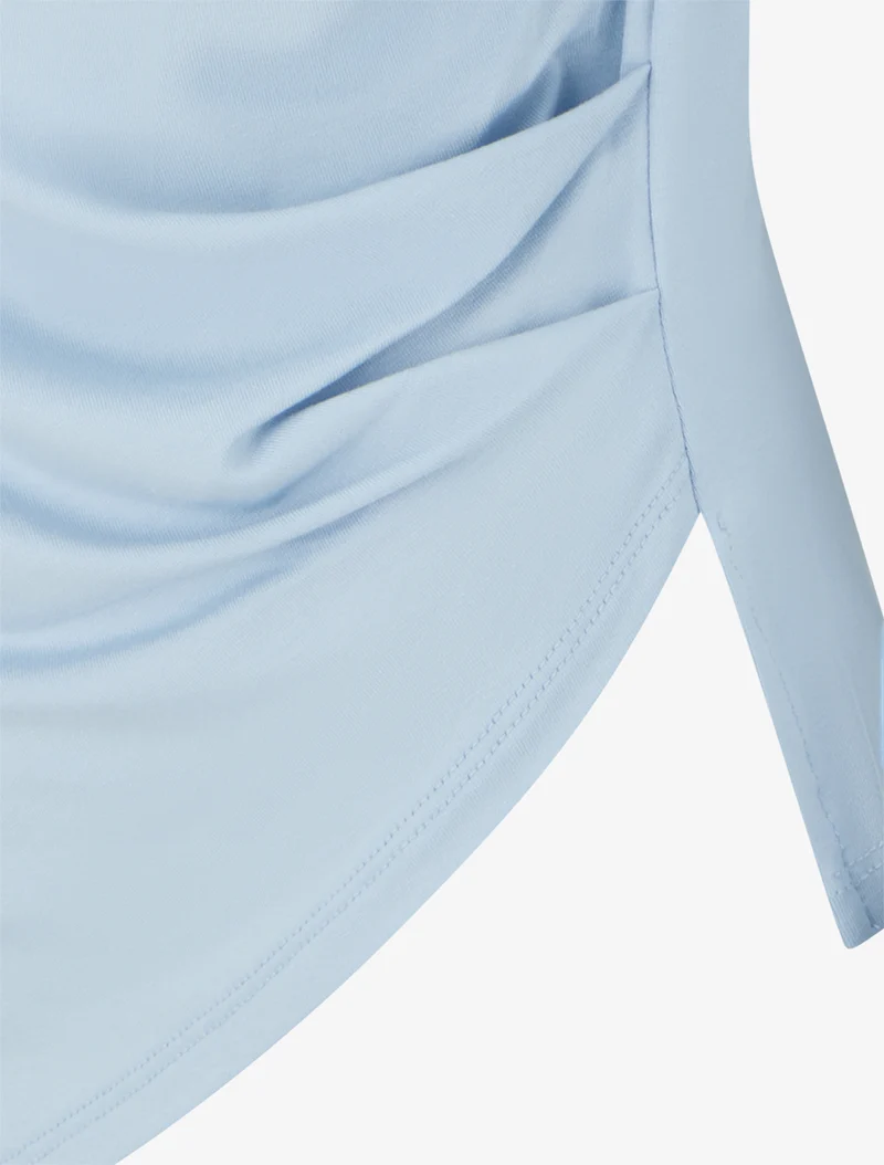 Top uni asymétrique à col rond - Bleu ciel
