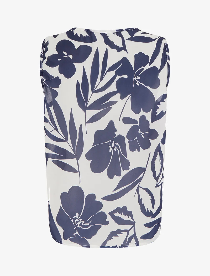 Top en voile imprimé floral - Marine