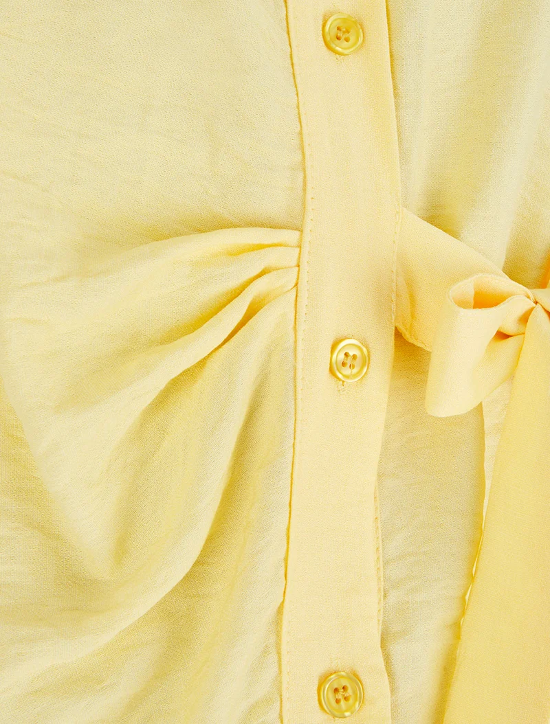Chemisier sans manches effet drapé - Jaune