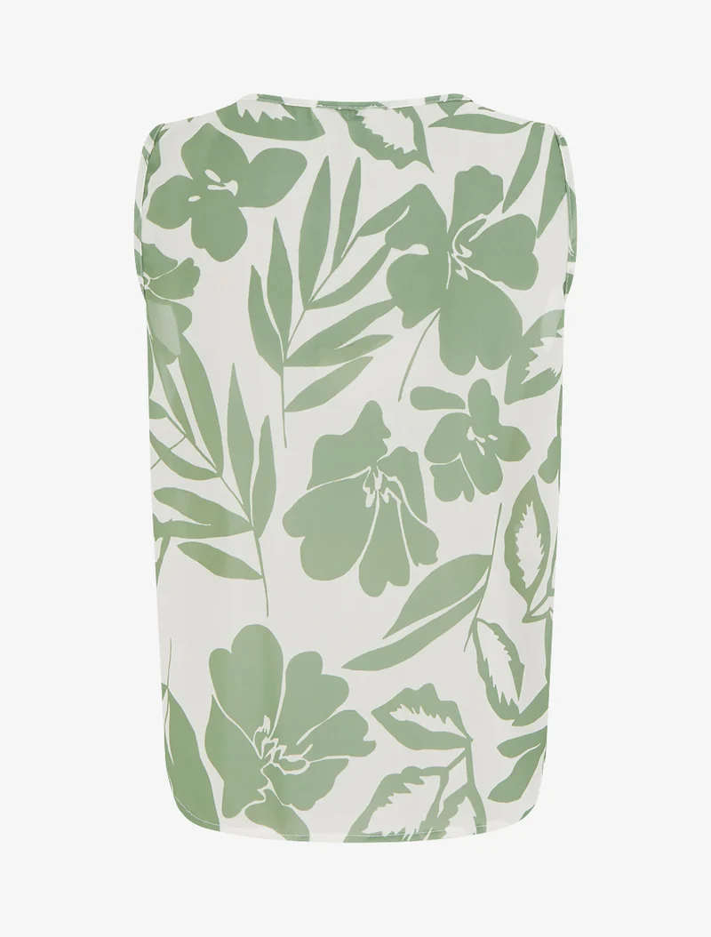 Top en voile imprimé floral - Kaki